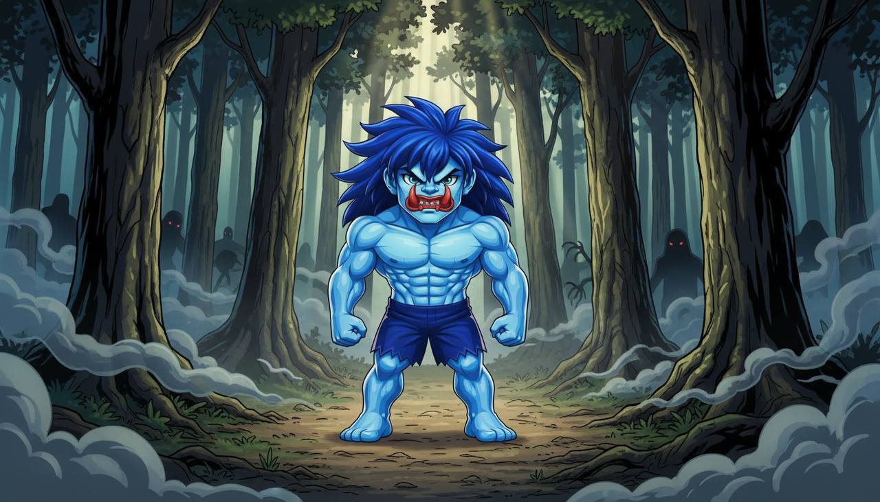 ZEUS in a forest with shadow figures lurking